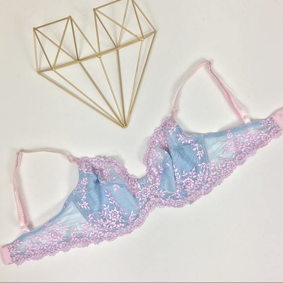 Wacoal Blue & Lavender Embroidered Bra 34D - Picture 4 of 5